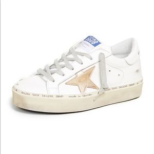 Golden Goose White and Gold Hi Star Sneakers 38